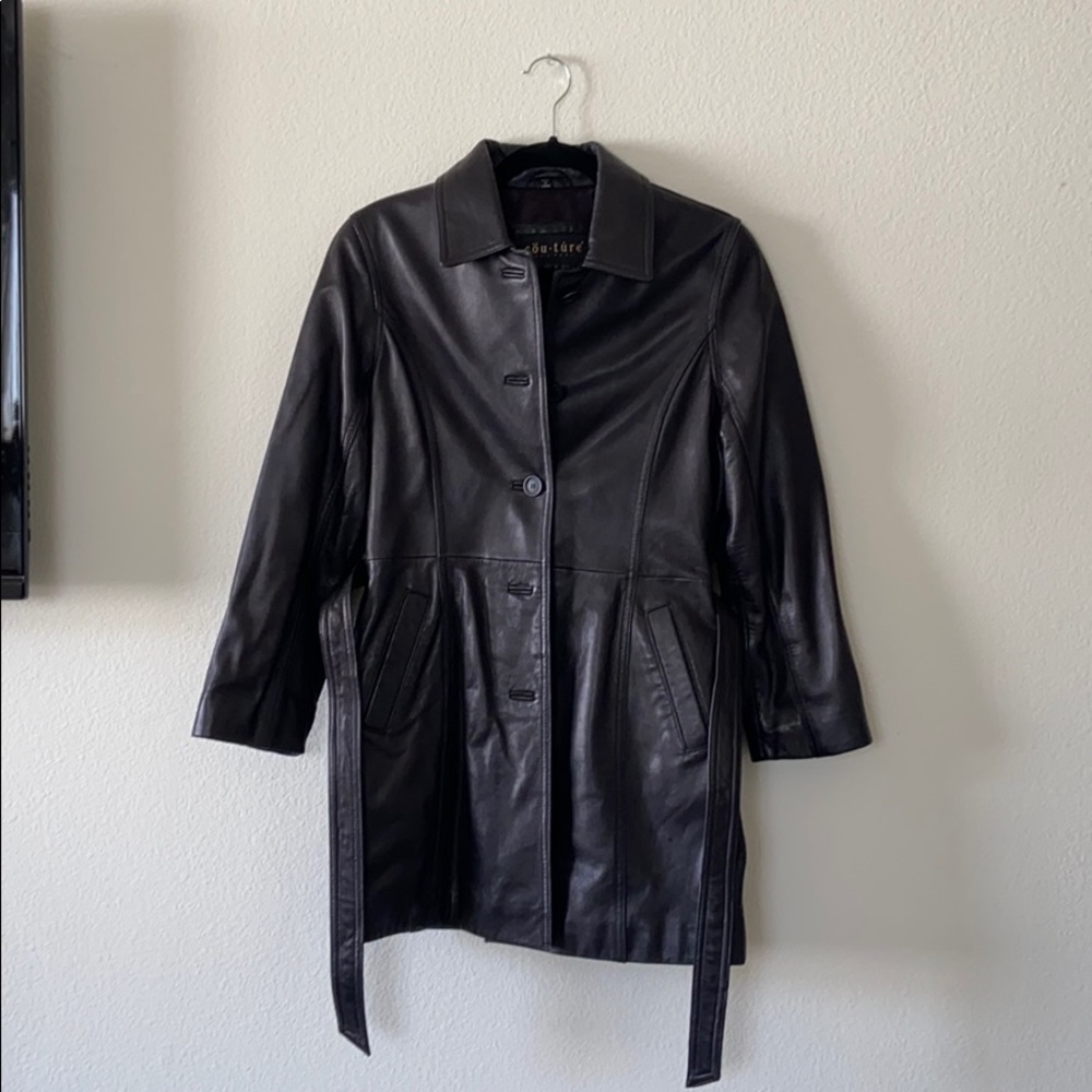 Leather trench coat